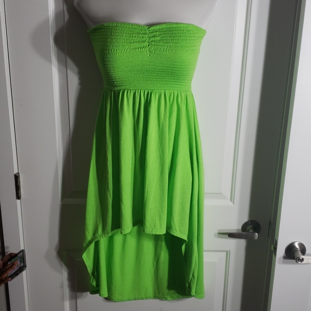 NWOT Lime Green Strapless High-low Dress